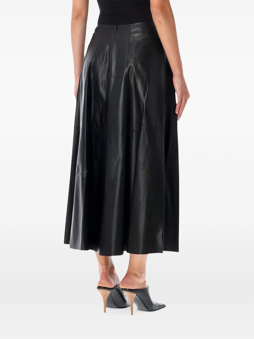 Arma Elini paneled leather midi skirt Zwart