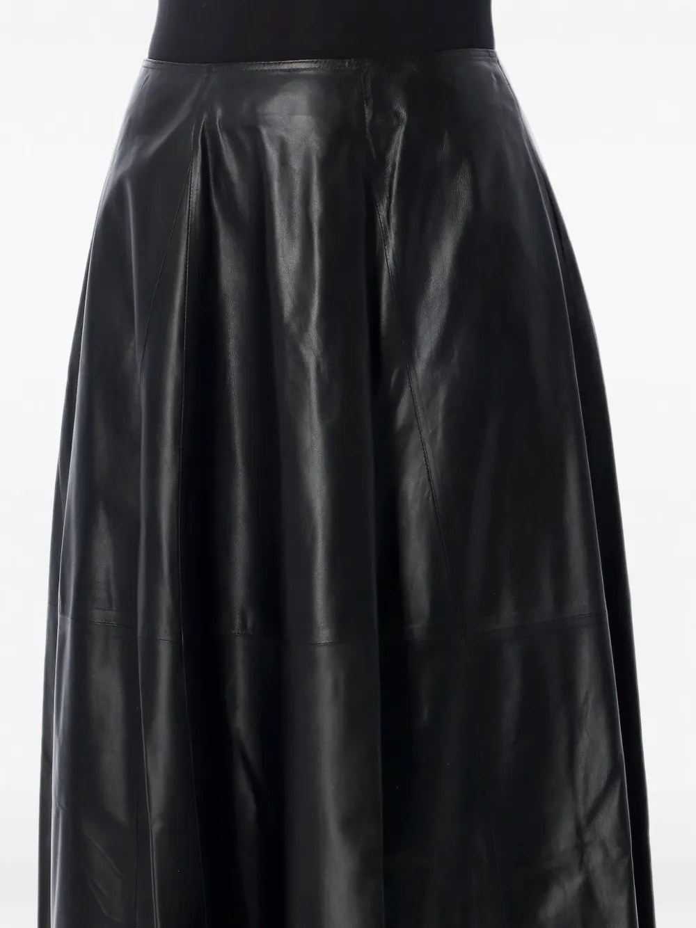 Arma Elini paneled leather midi skirt Zwart