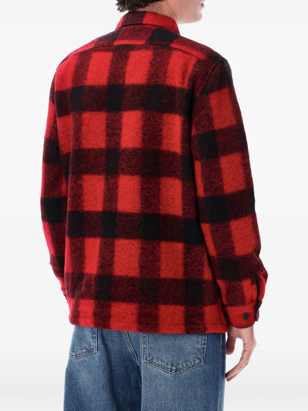 Portuguese Flannel Big Buffalo geruit flanellen shirtjack Rood