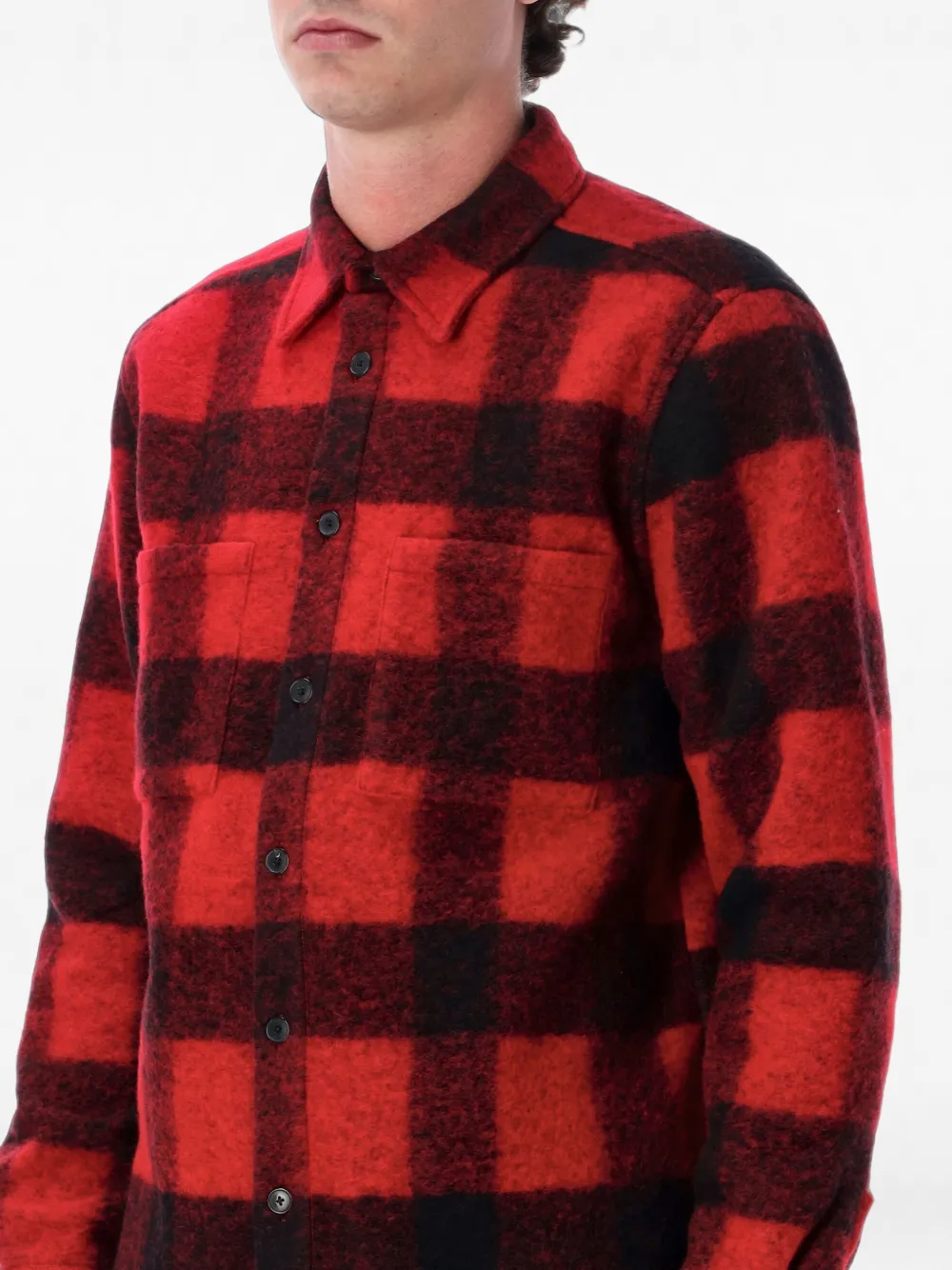 Portuguese Flannel Big Buffalo geruit flanellen shirtjack Rood