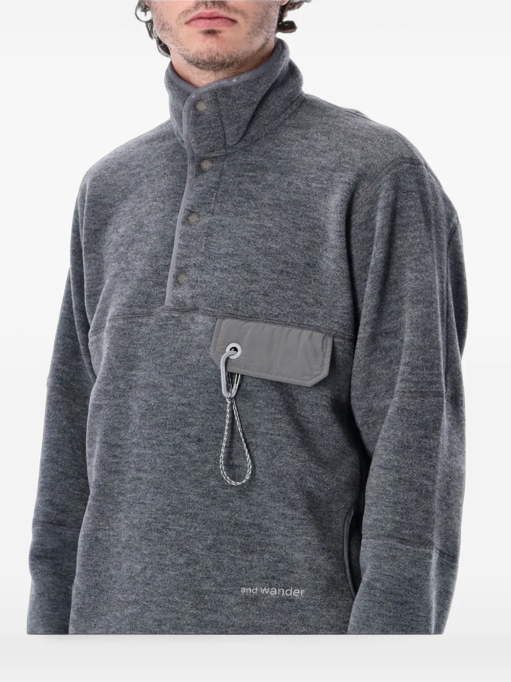 and Wander fleece snap-button jacket Grijs