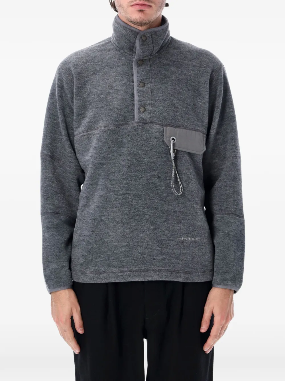 And Wander fleece snap-button jacket Grijs