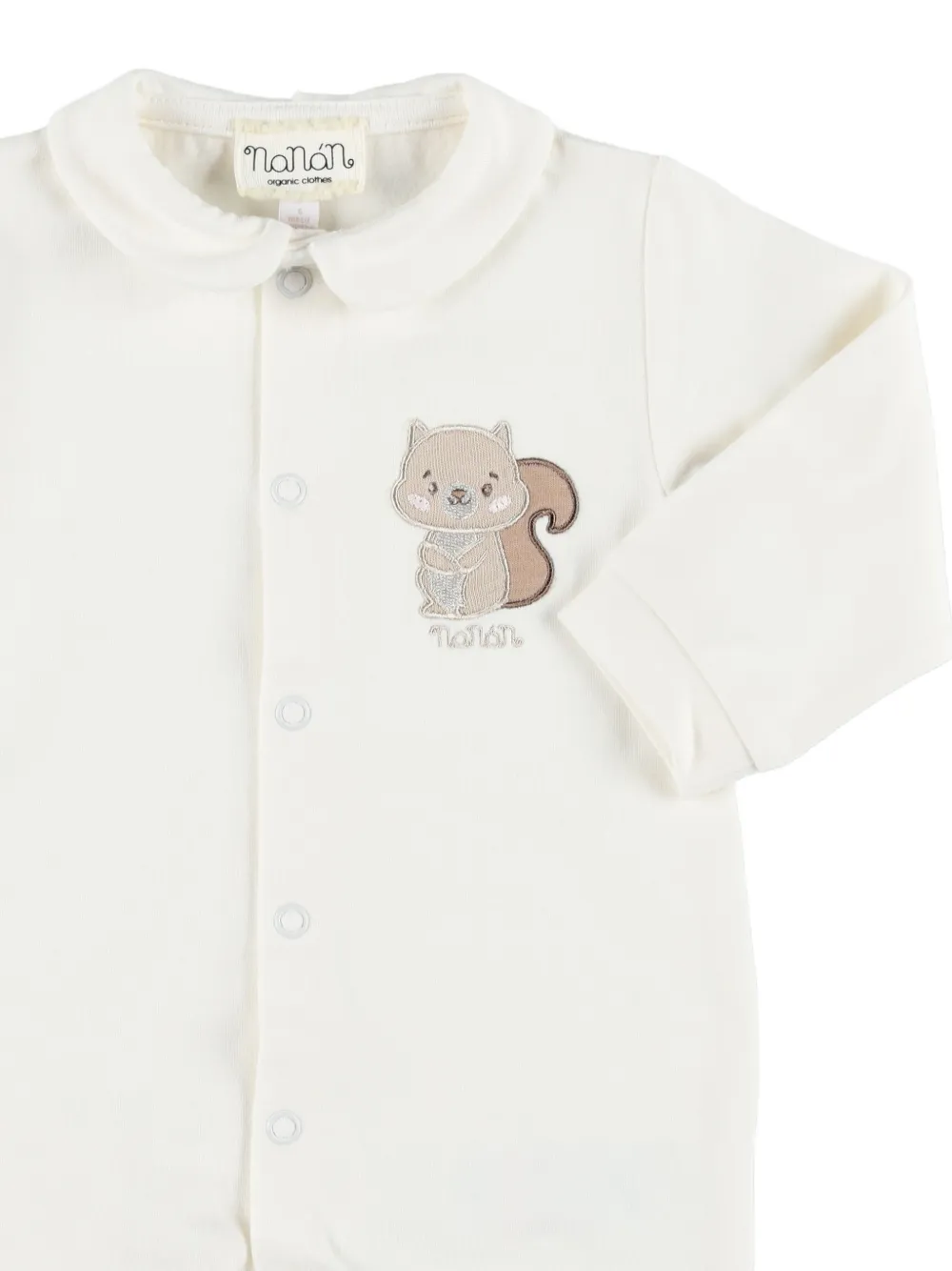 NANAN Pyjama met Peter Pan-kraag en eekhoornpatch Wit