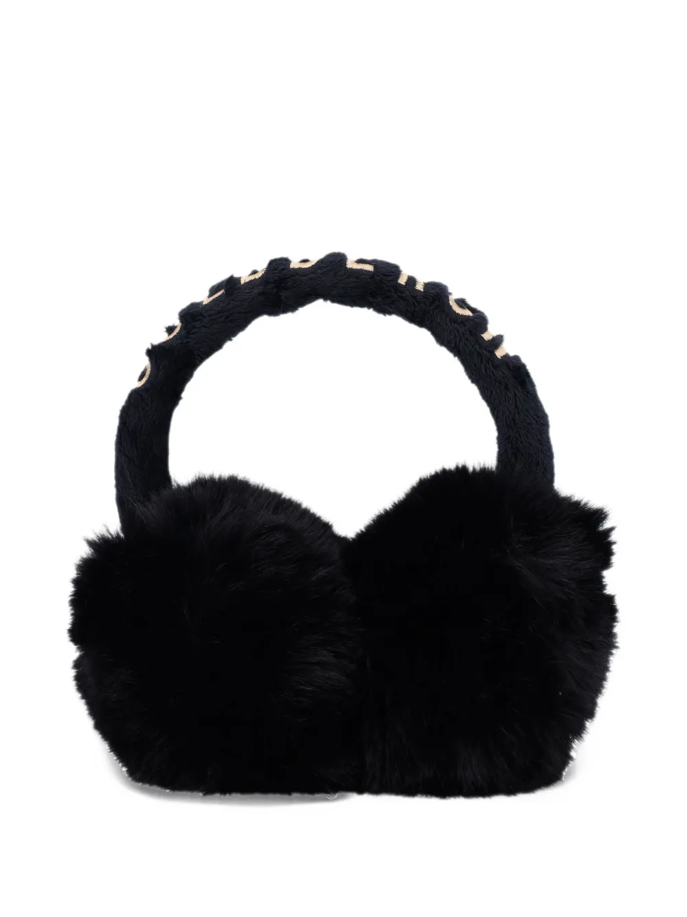 Goldbergh Fluffy faux-fur logo-embroidered earmuffs Zwart