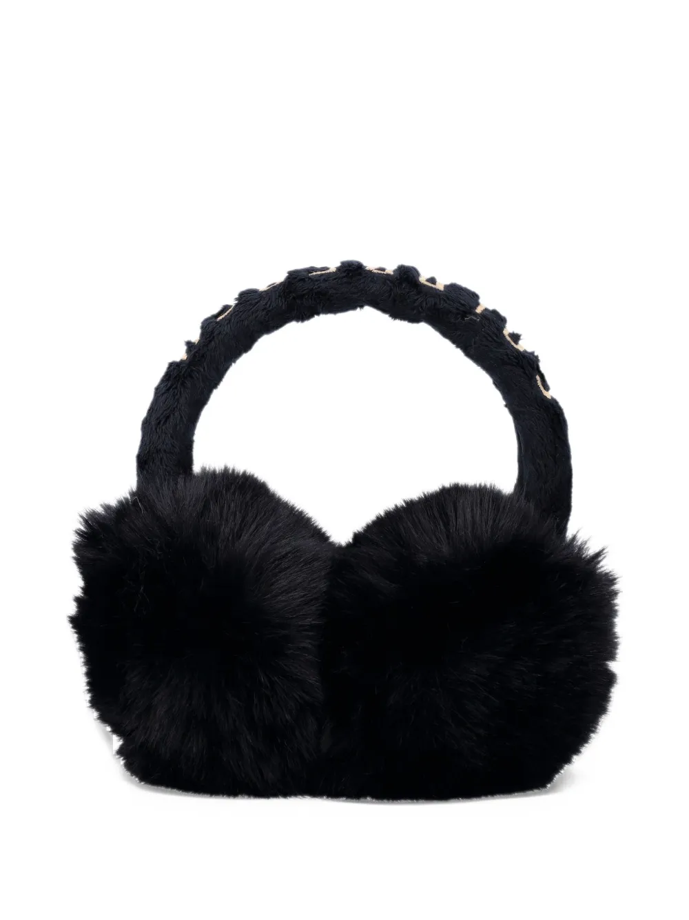 Goldbergh Fluffy faux-fur logo-embroidered earmuffs Zwart