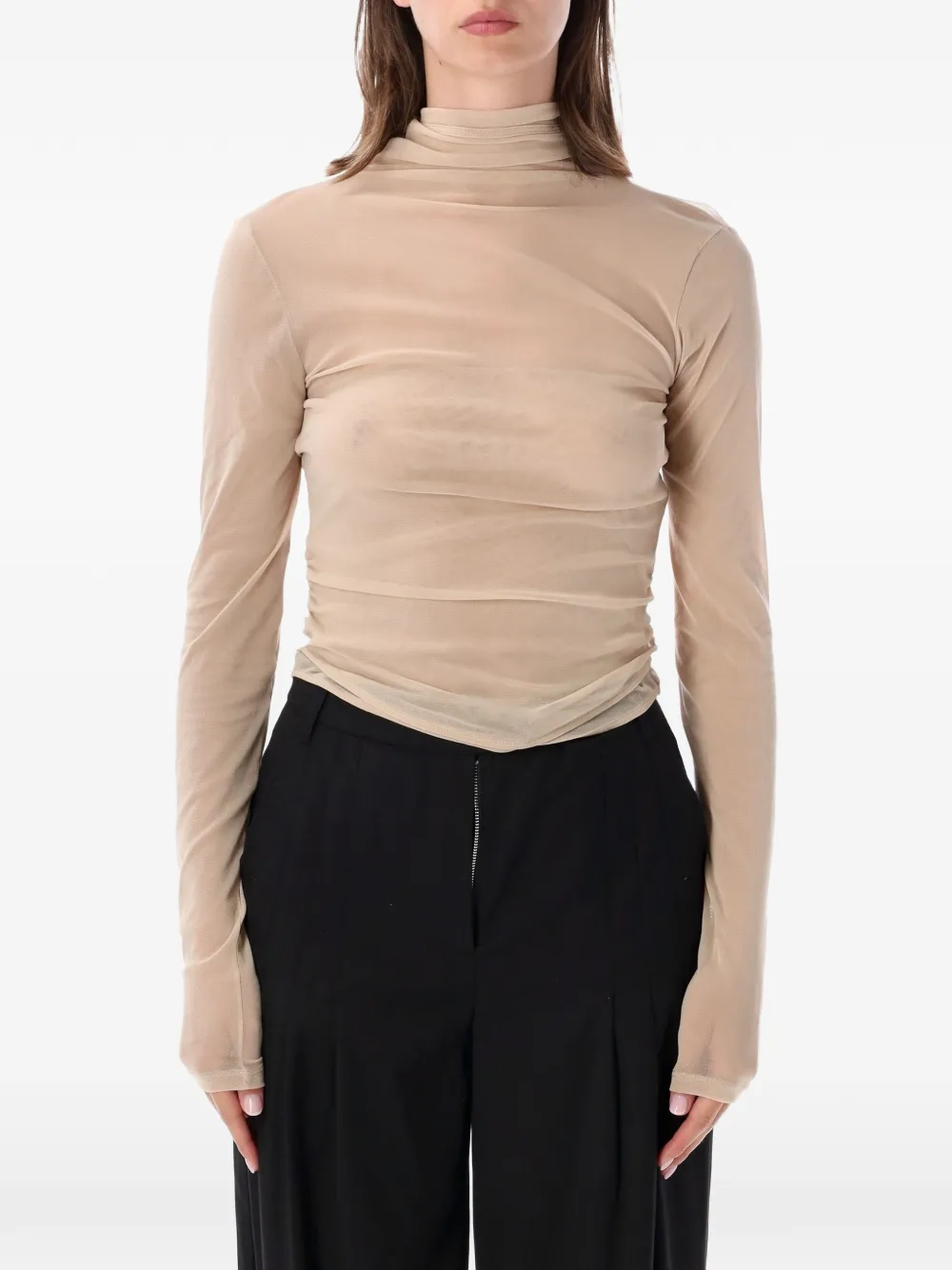 LEMAIRE ballerina scarf top in mesh jersey - Toni neutri