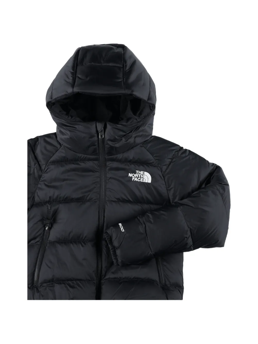 The North Face Kids quilted hooded jacket Zwart