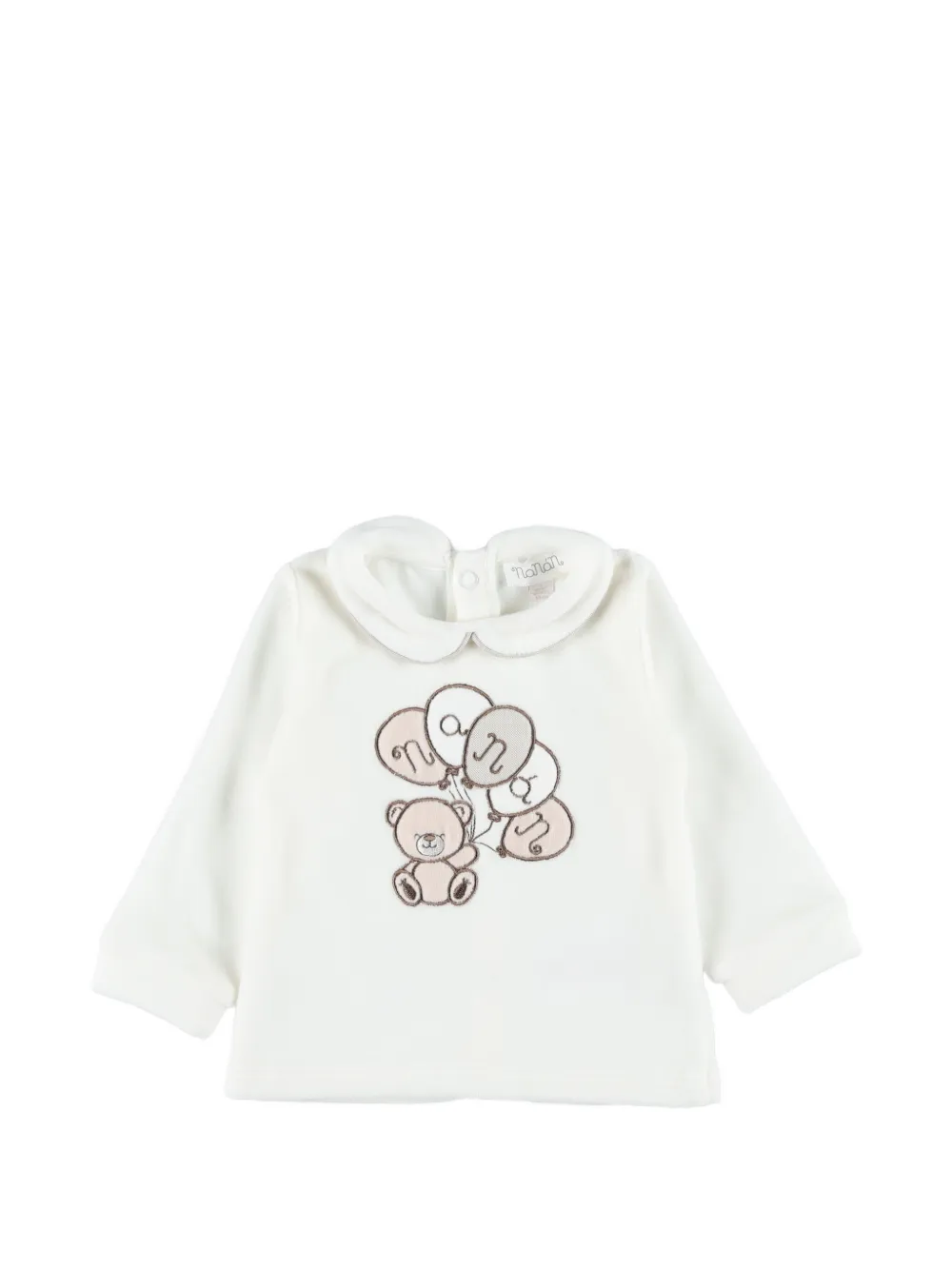 NANAN teddy-bear embroidery two-piece set pajamas Wit
