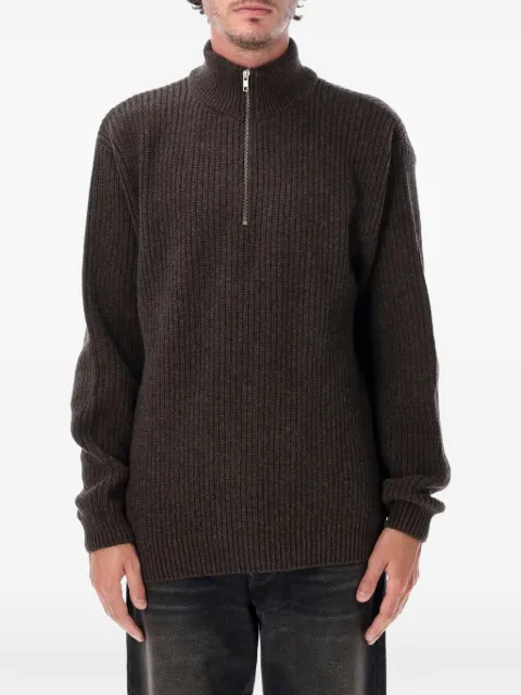 colorful standard ribbed-knit half-zip sweater
