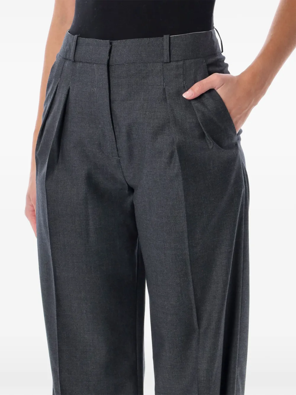 LouLou de Saison Sbiru pleated wide-leg trousers Grijs