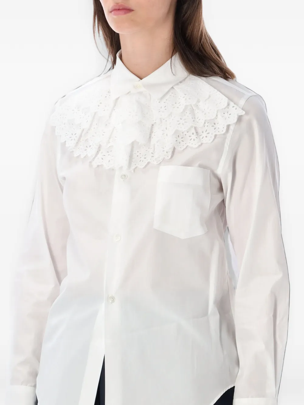 Comme Des Garçons Girl Broderie anglaise blouse met ruches Wit