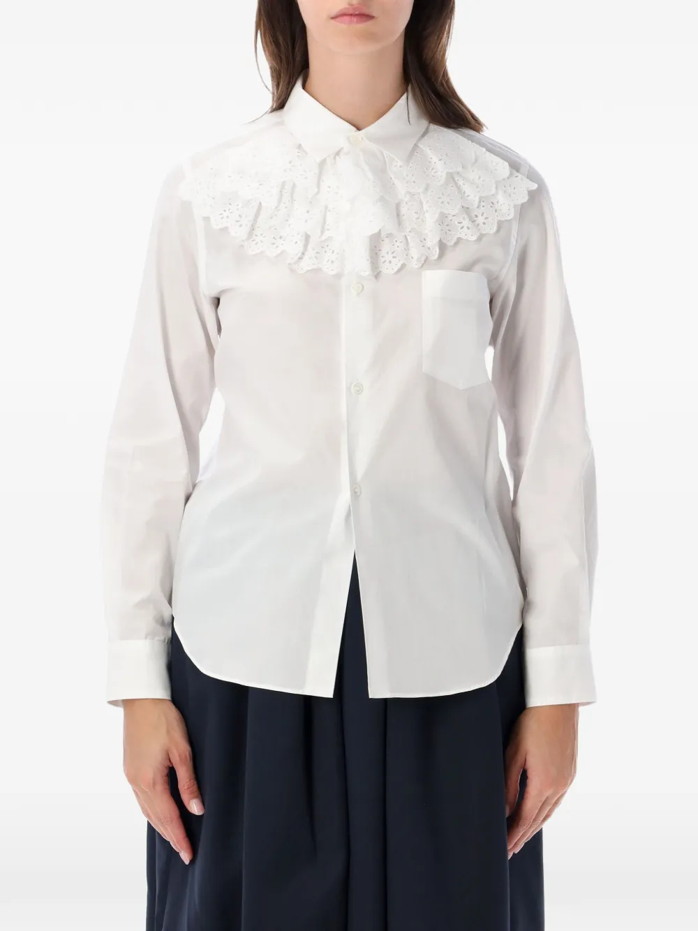 Comme Des Garçons Girl ruffled broderie-anglaise shirt - Weiß
