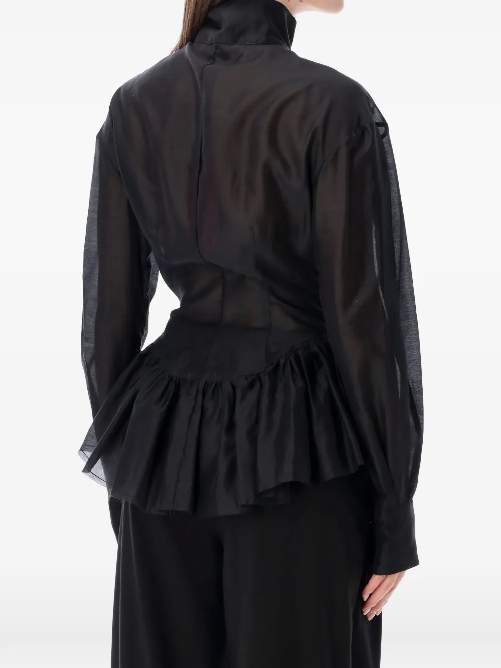 THELATEST Elaine ruffled-peplum shirt Zwart