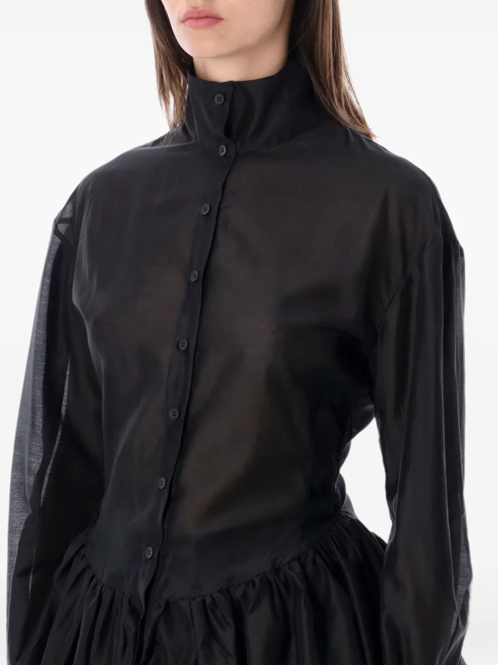THELATEST Elaine ruffled-peplum shirt Zwart