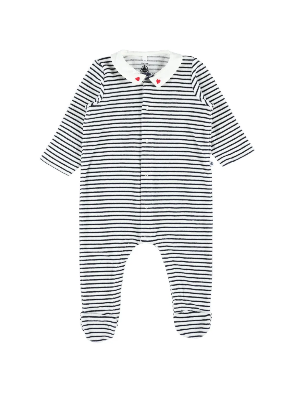 Petit Bateau Pyjama mit Herzstickerei - Weiß