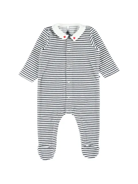 Petit Bateau heart-embroidered striped pajama