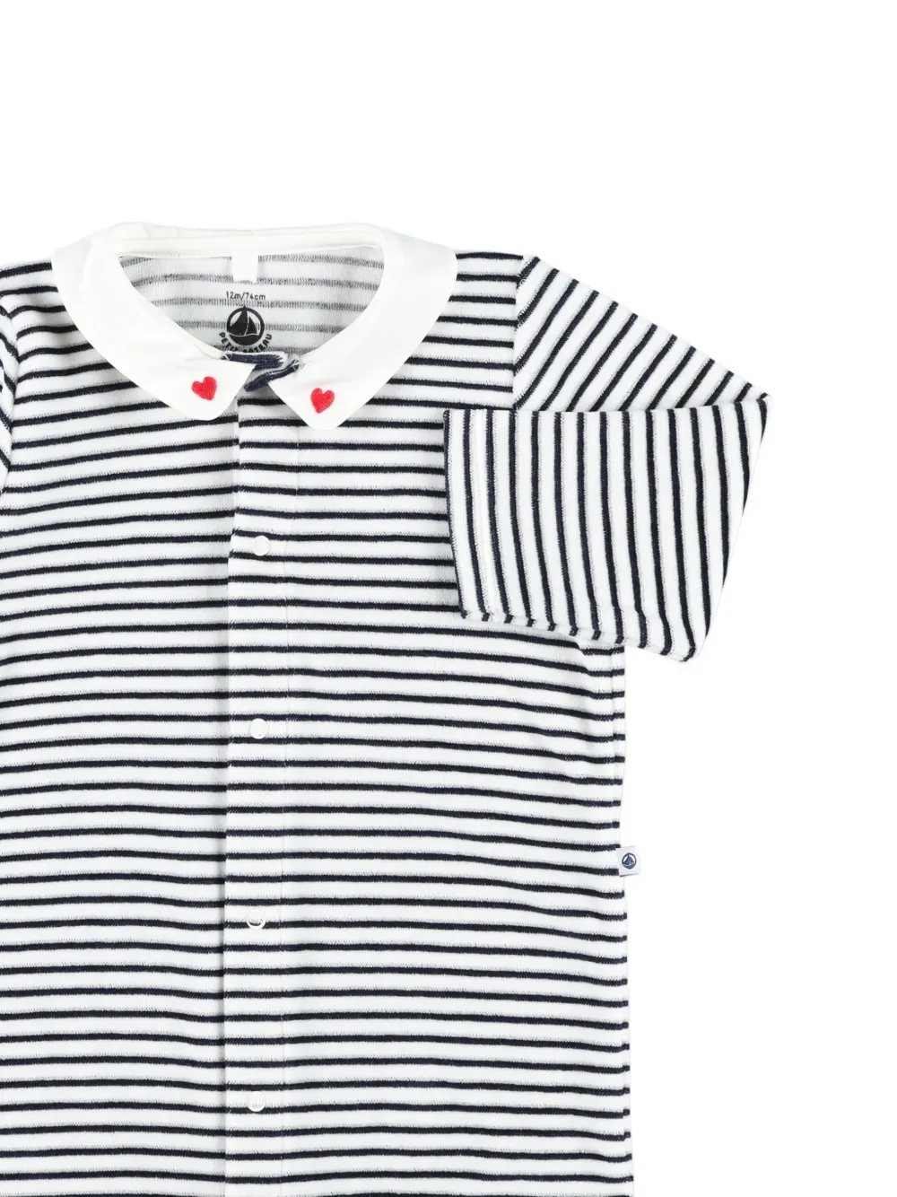 Petit Bateau Gestreepte pyjama met geborduurd hart Wit