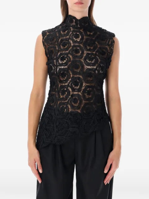 OpéraSPORT Donatella floral-lace asymmetric top
