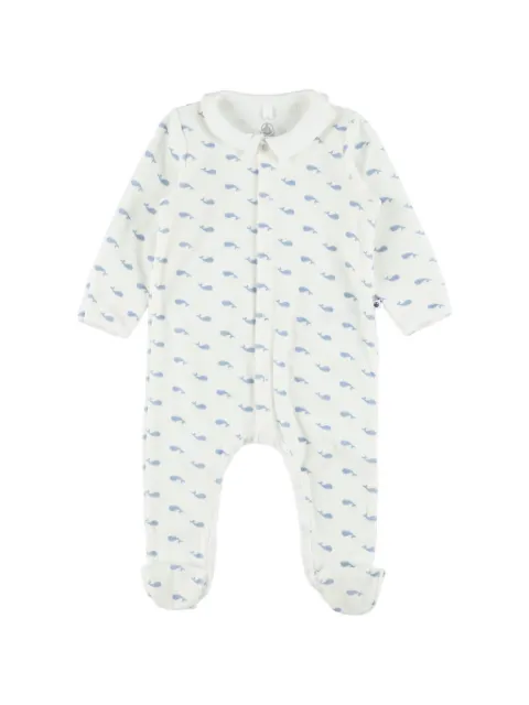 Petit Bateau whale-print Peter Pan-collar pajama