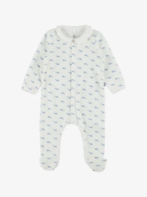 Petit Bateau whale-print Peter Pan-collar pajama