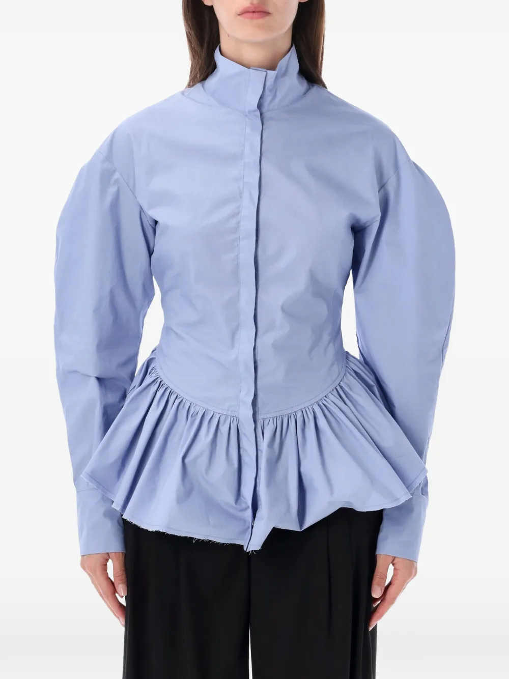 THELATEST Elaine peplum-hem puff-sleeve shirt - Blu