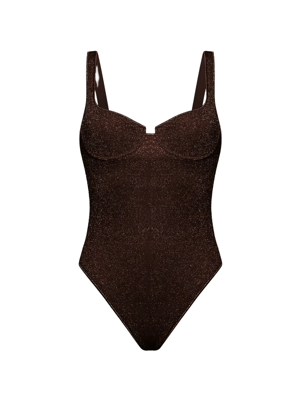 Oséree glitter-effect underwired swimsuit - Marrone