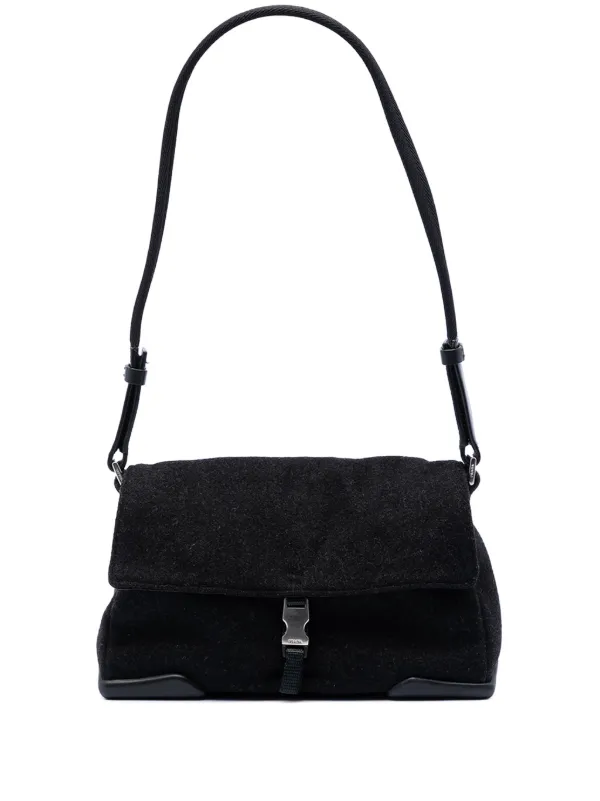 Prada Pre-owned 2013-2026 Wool Sports Line Shoulder Bag in Black