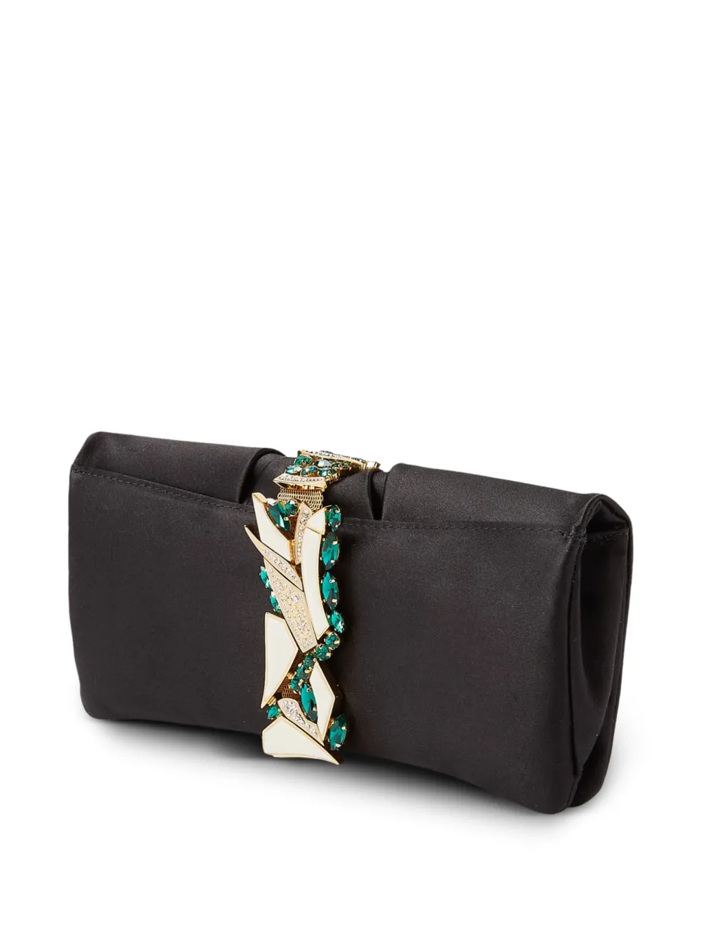 L'alingi Oasis Stone-encrusted Satin Clutch Bag In Black