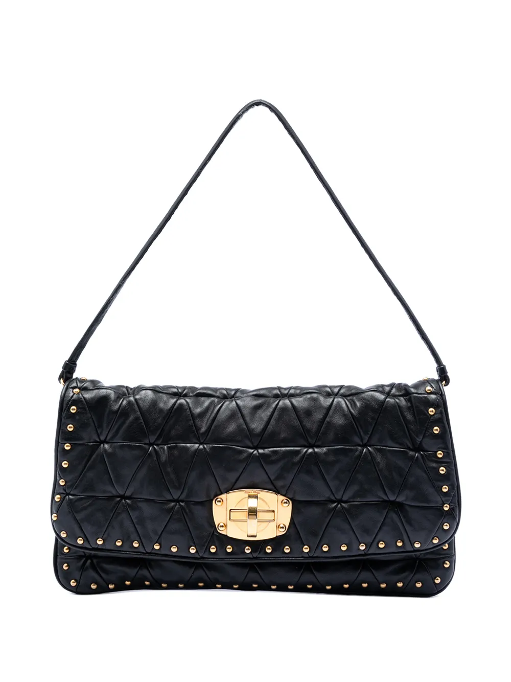 Miu Miu Pre-Owned 2010-2026 Studded Matelasse Nappa shoulder bag - Nero