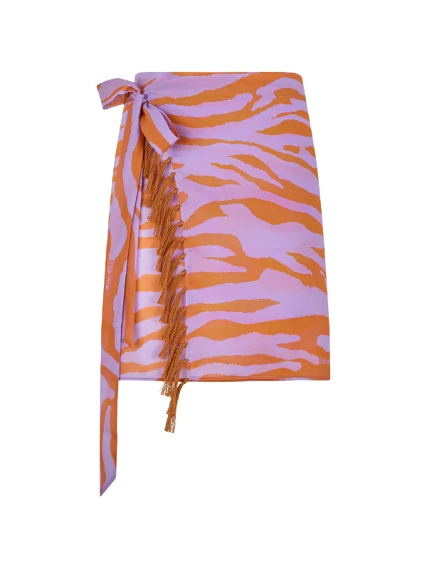 The Attico Zebra-print Tassel-trimmed Mini Skirt in Purple