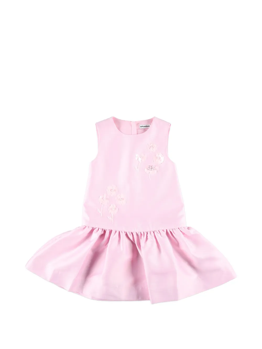 Self-Portrait Kids floral-appliqué sequin-embellished dress - Rosa