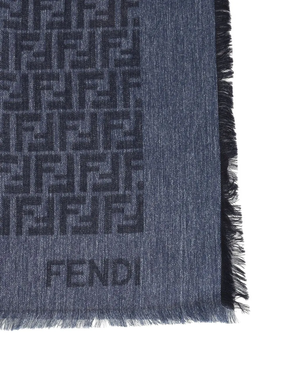  Fendi Ff Monogram Fringed Scarf - Gris 