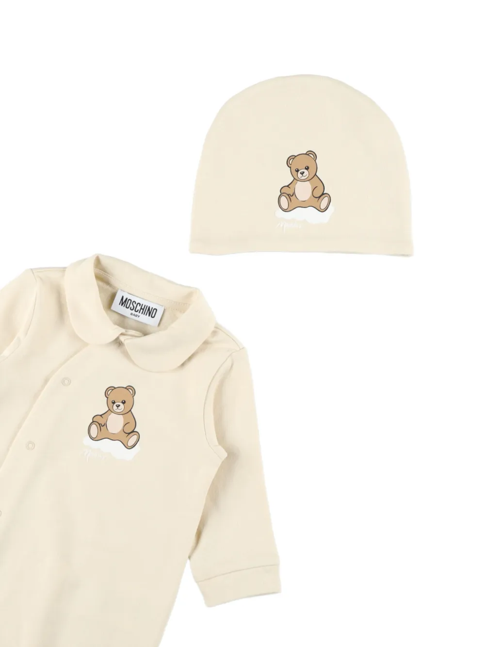 Moschino Kids Teddy Bear-print sleepsuit set Beige