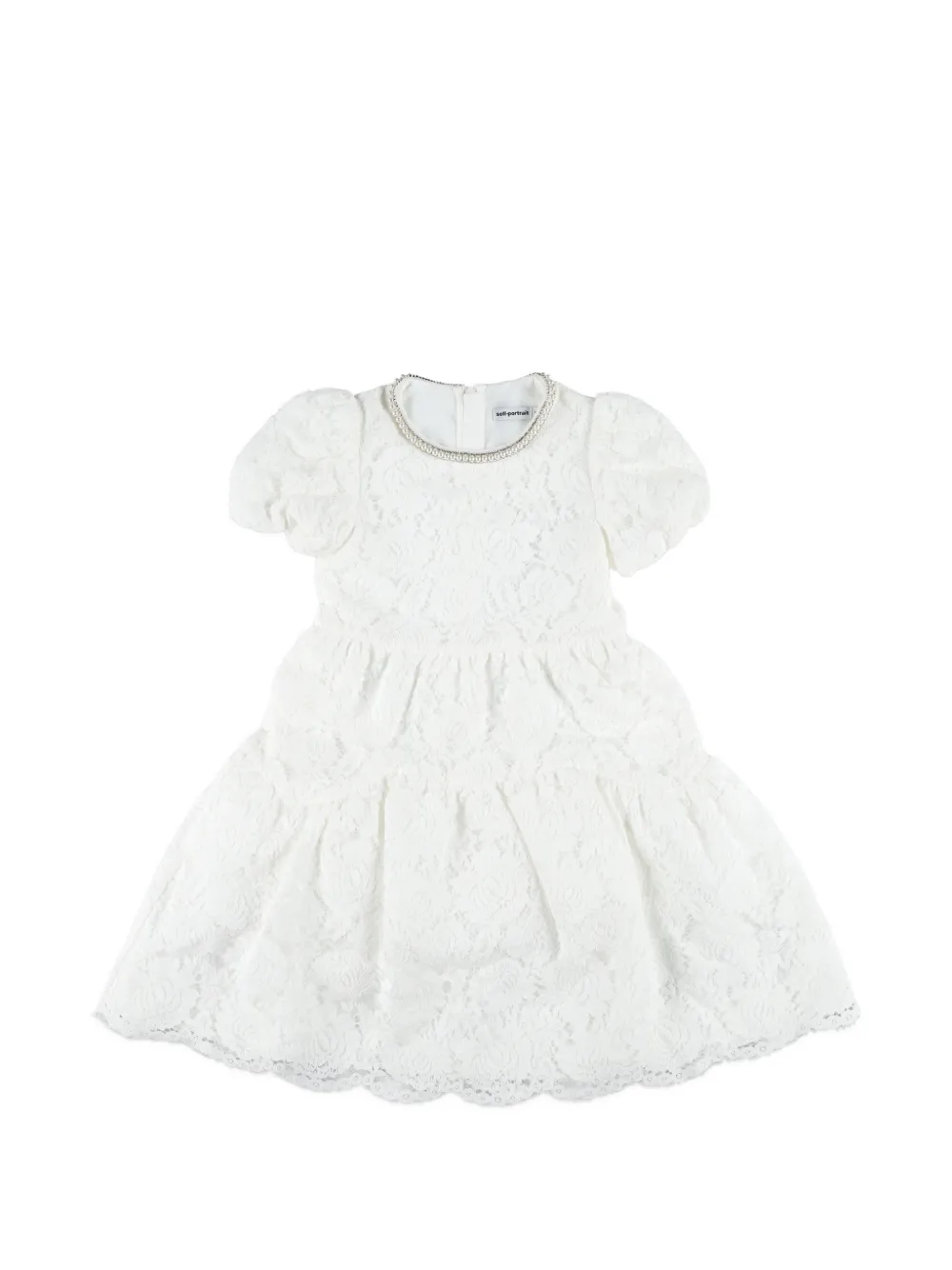 Self-Portrait Kids embellished floral-lace dress - Bianco