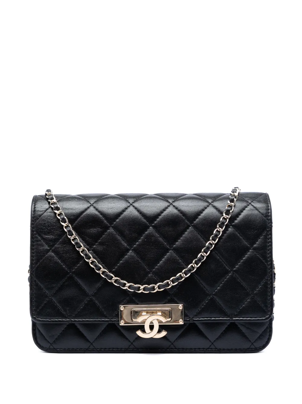 CHANEL Pre-Owned 2016-2017 Quilted Lambskin Golden Class Wallet On Chain crossbody bag - Black