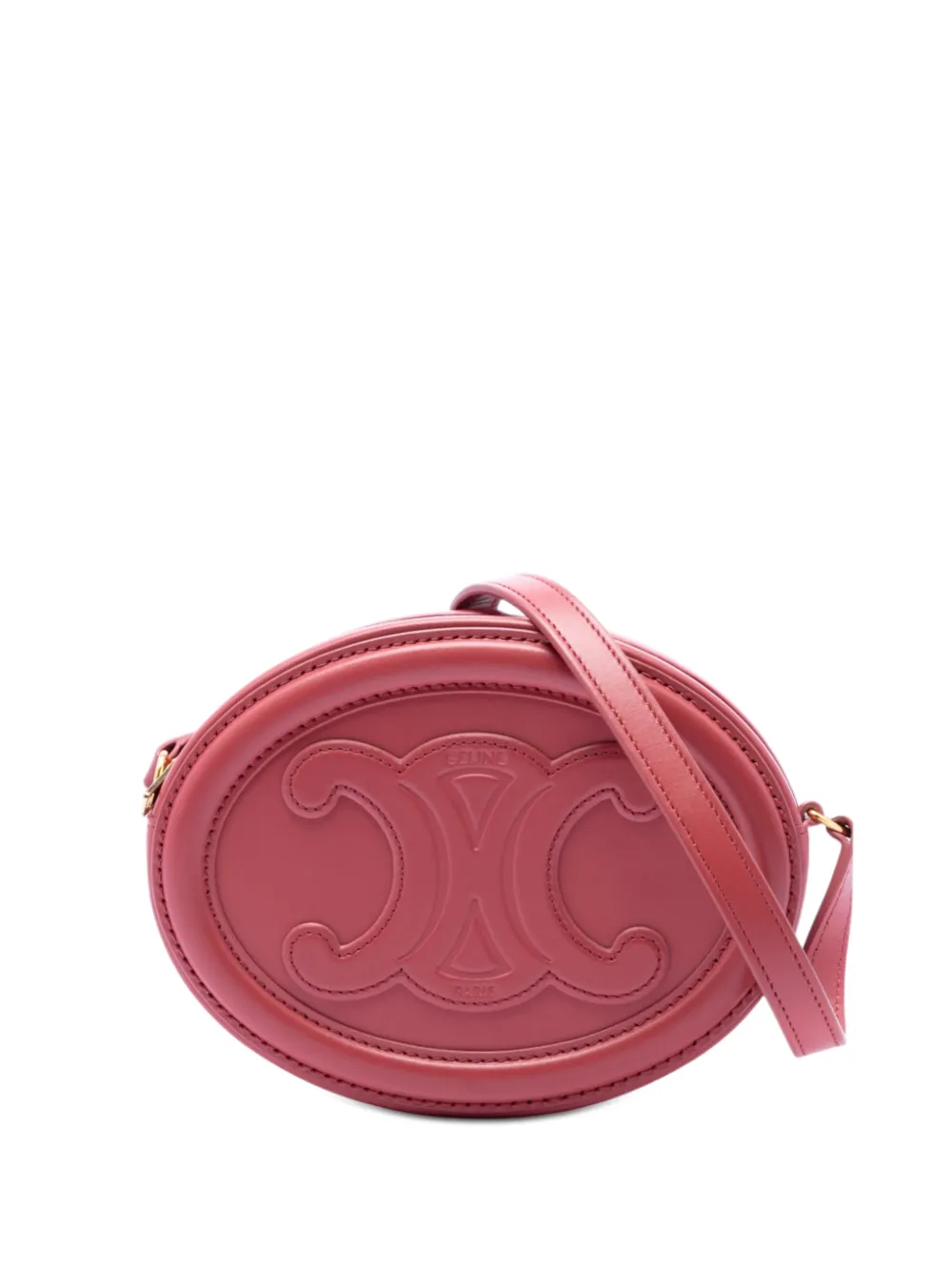 Celine Pre-Owned 2022 Small Calfskin Cuir Triomphe Oval crossbody bag - Rosso