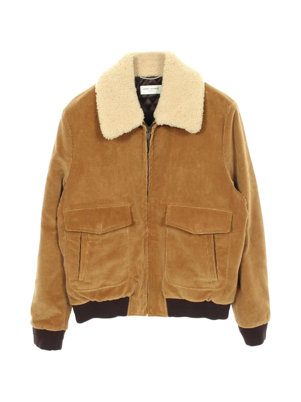 Saint Laurent Pre-Owned 2010s corduroy shearling-collar jacket - Brown
