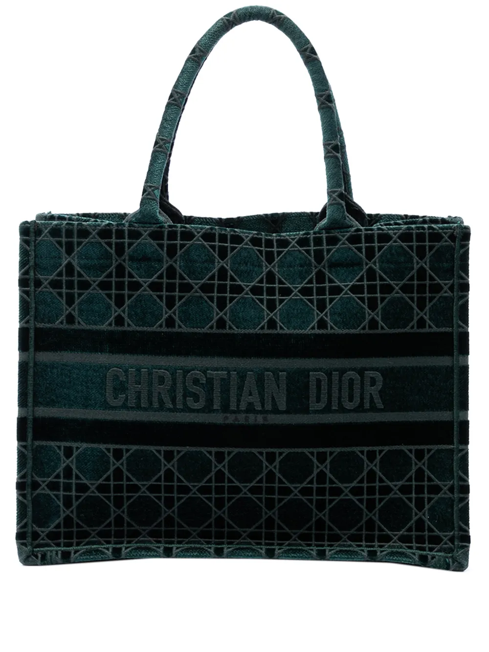 Christian Dior Pre-Owned 2020 Medium Embroidered Velvet Cannage Book tote bag - Grün