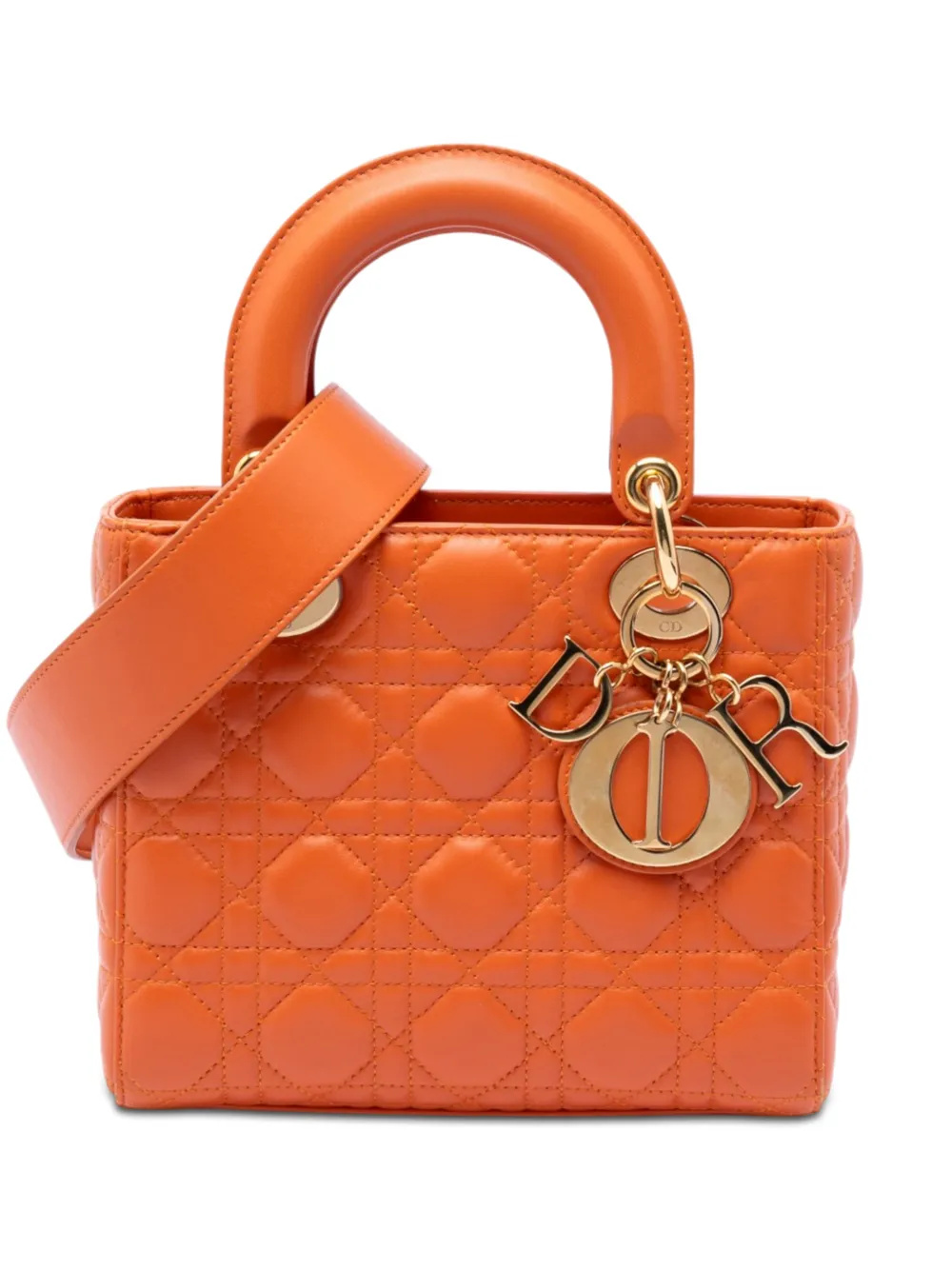 Christian Dior Pre-Owned 2016 Small Lambskin Cannage MyABCDior Lady Dior satchel - Arancione