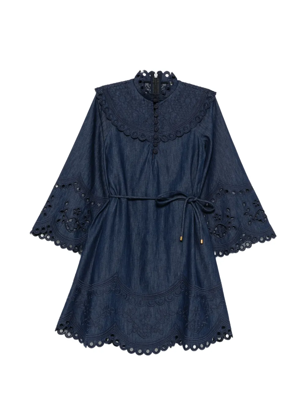 ZIMMERMANN broderie-anglaise belted dress - Blu
