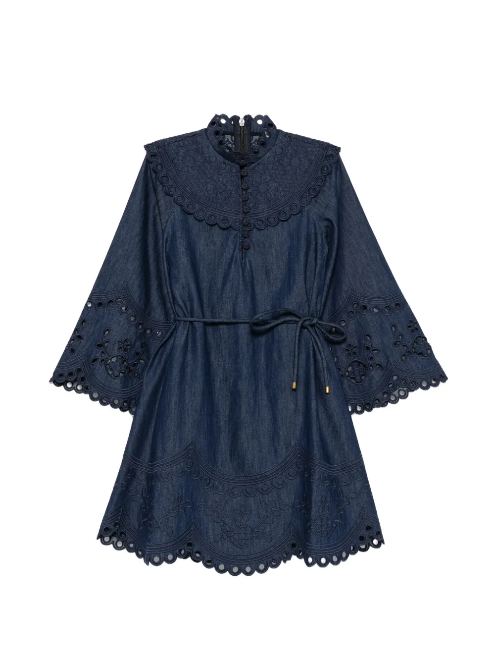 ZIMMERMANN broderie-anglaise belted dress - Blu
