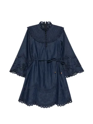 Sacai フローラル ラッフル ミニドレス | ブルー | FARFETCH JP