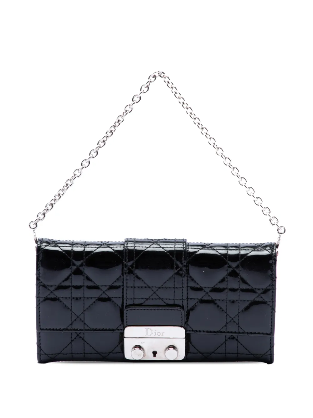 Christian Dior Pre-Owned 2012 Patent Cannage Miss Dior Wallet on Chain crossbody bag - Schwarz
