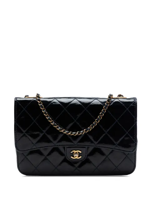 CHANEL Pre-Owned bolsa crossbody Wallet On Chain de piel de cabra y charol capitonado con logo CC 2015-2016