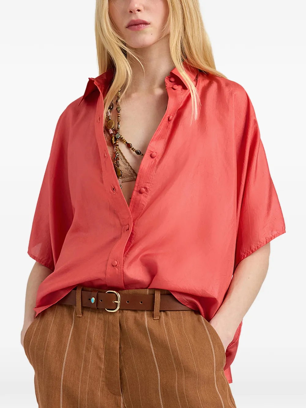 MOMONÌ Brooklyn blouse met kimono mouwen Roze