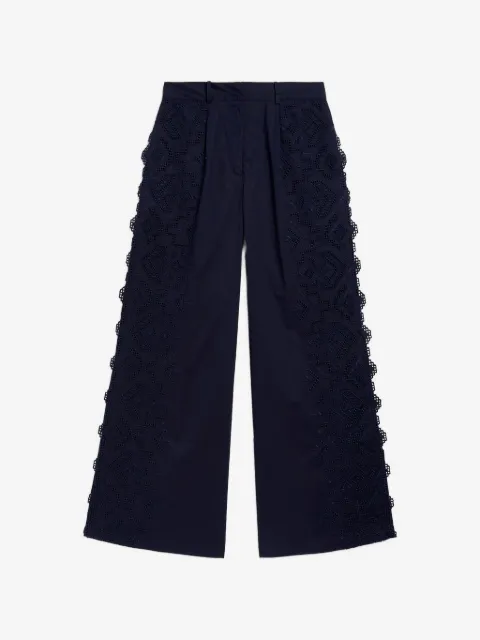 MOMONÌ pantalon palazzo à broderie anglaise