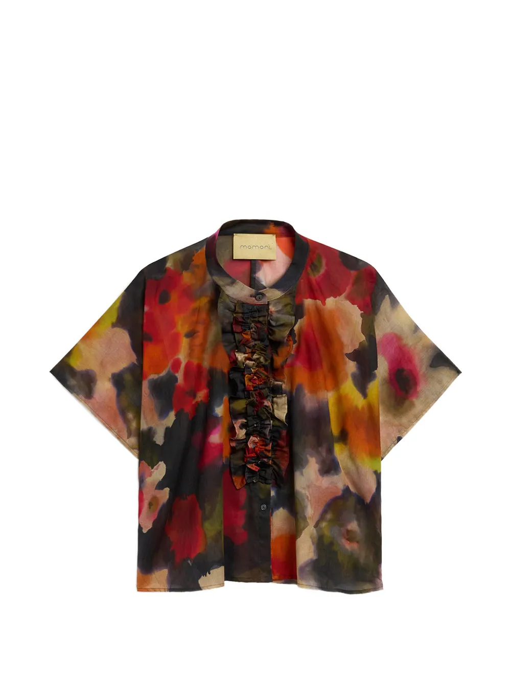 MOMONÌ Berenice ruffled-trim kimono-sleeve shirt - Rot