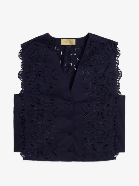 MOMONÌ Cielo broderie anglaise gilet