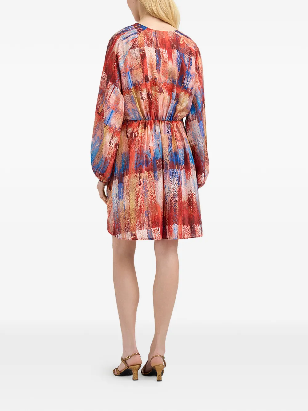 MOMONÌ Luno zijden mini-jurk met print Rood