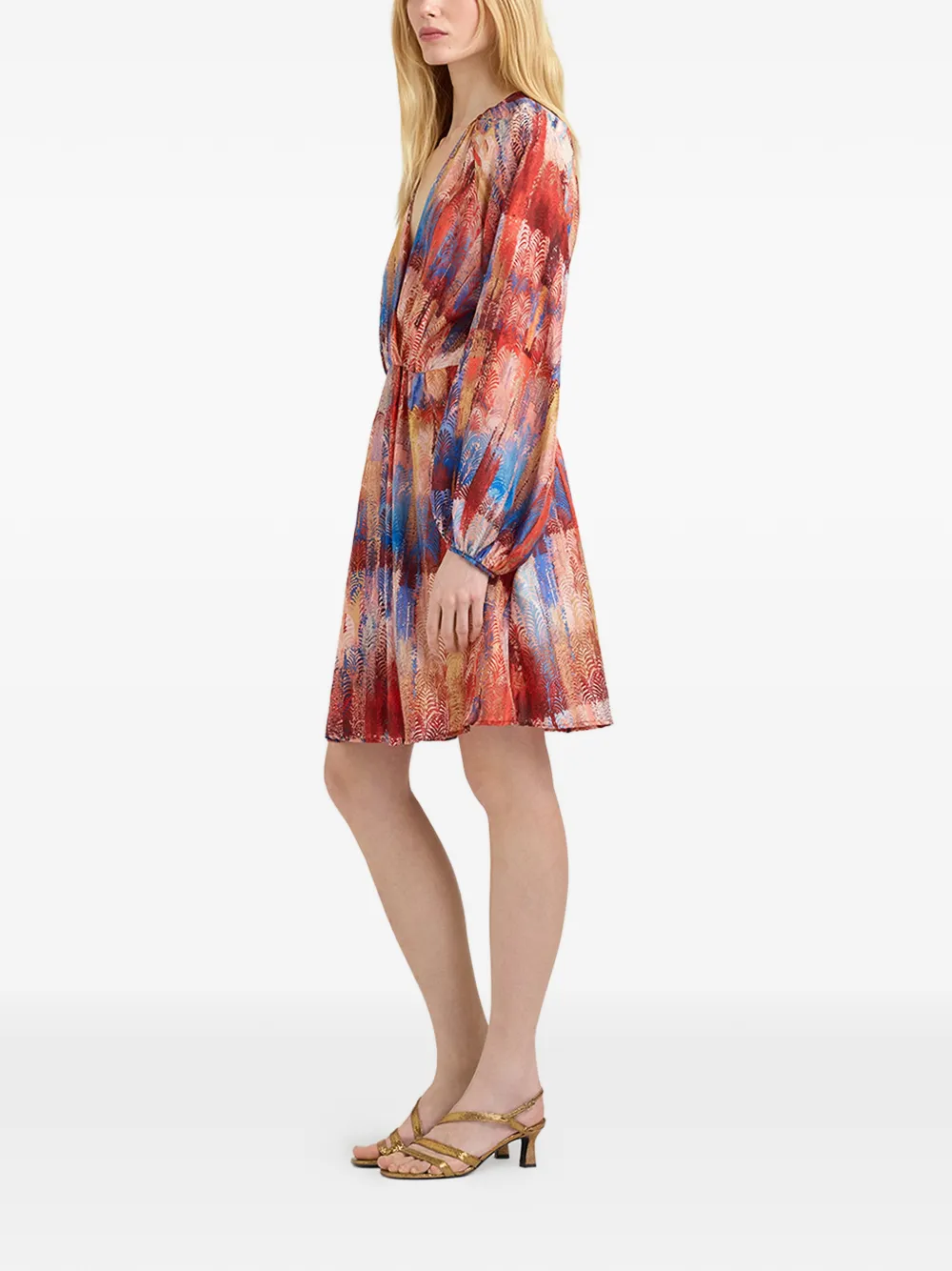 MOMONÌ Luno zijden mini-jurk met print Rood